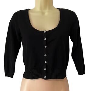 Say What? Size S Black Cropped Cardigan Sweater Size Small